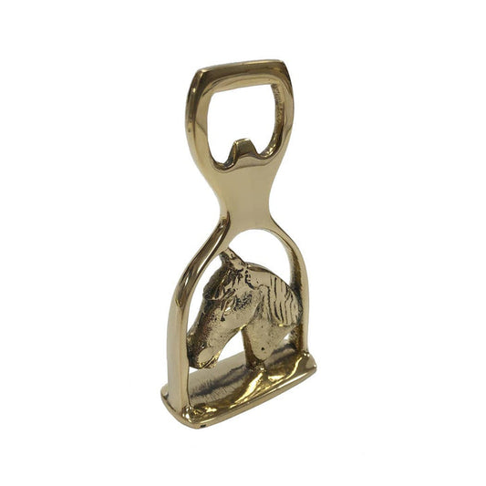 Solid Brass Horse Head and Stirrup Bottle Opener | Barware