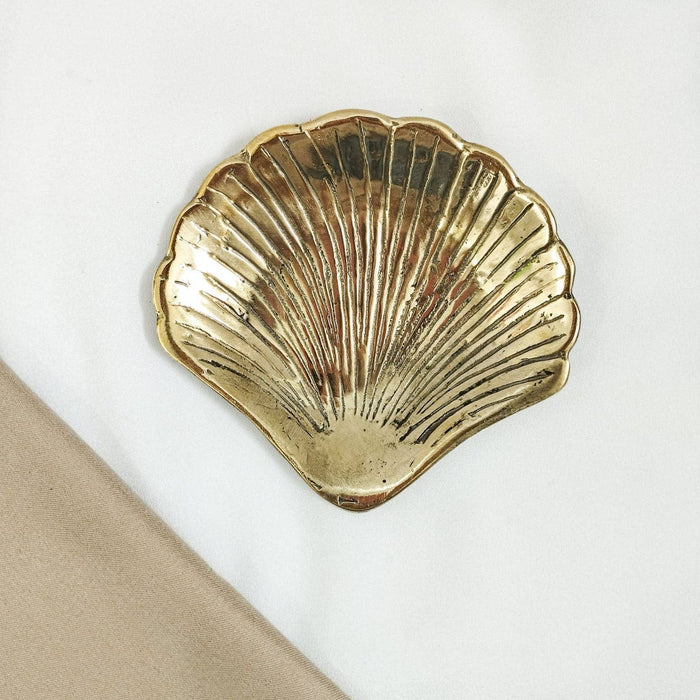 Solid Brass Trinket Tray Shell Pearl 12,5 x 12,5  x 2 cm