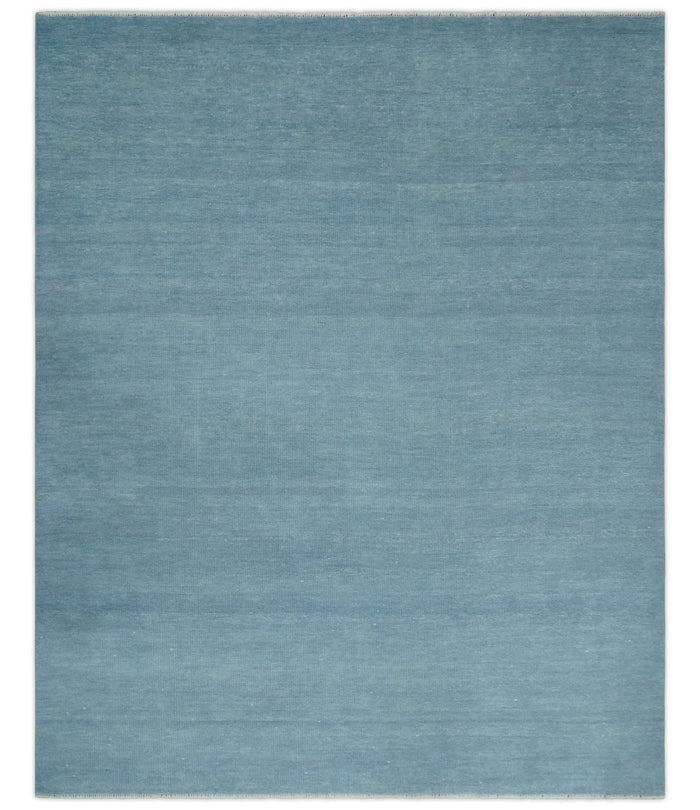 Solid Plane Blue Custom Made Modern Hand knotted wool Area Rug - The Rug Decor