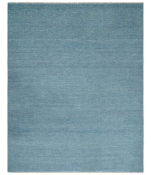 Solid Plane Blue Custom Made Modern Hand knotted wool Area Rug - The Rug Decor