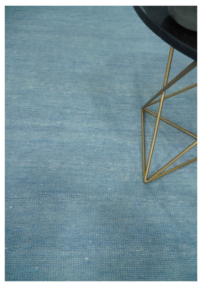 Solid Plane Blue Custom Made Modern Hand knotted wool Area Rug - The Rug Decor