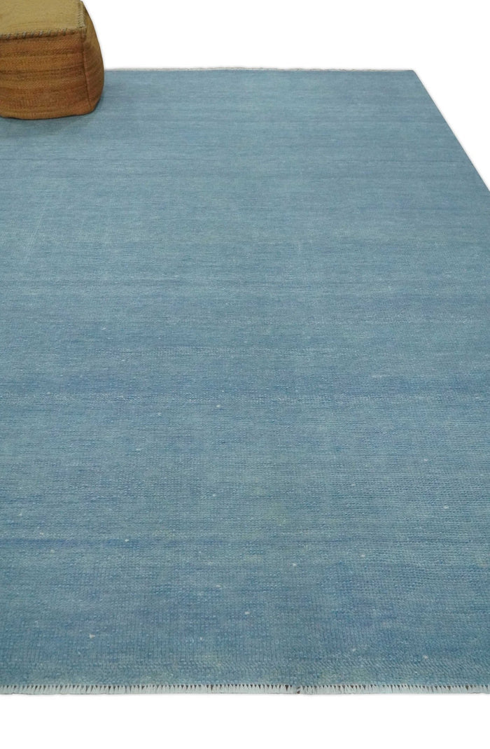 Solid Plane Blue Custom Made Modern Hand knotted wool Area Rug - The Rug Decor