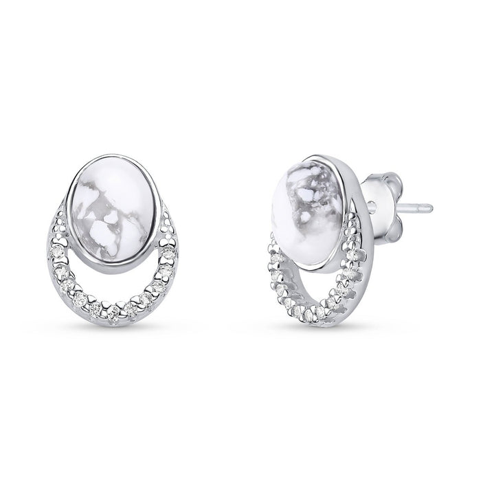 Sterling Silver & Cubic Zirconia Drop Earrings w/ Oval Natural Gemstones - Brazil GemsBrazil GemsSterling Silver & Cubic Zirconia Drop Earrings w/ Oval Natural GemstonesEarrings11SS9169 - 114