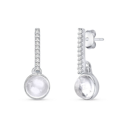 Sterling Silver Drop Earrings with Round Gemstones and Cubic Zirconia Design - Brazil GemsBrazil GemsSterling Silver Drop Earrings with Round Gemstones and Cubic Zirconia DesignEarrings11SS9166 - 108