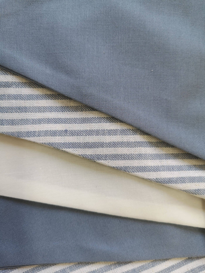 Striped Blue linen pennant garland