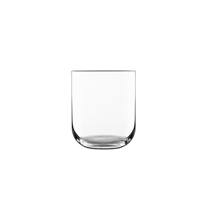 A clear Sublime Whisky & Water glass by Luigi Bormioli on a white background