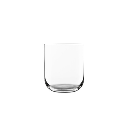 A clear Sublime Whisky & Water glass by Luigi Bormioli on a white background
