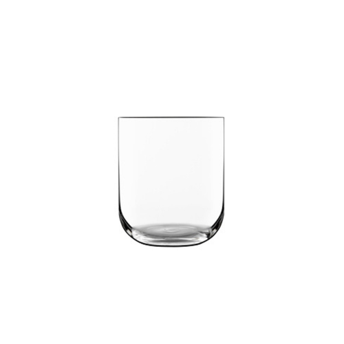 A clear Sublime Whisky & Water glass by Luigi Bormioli on a white background