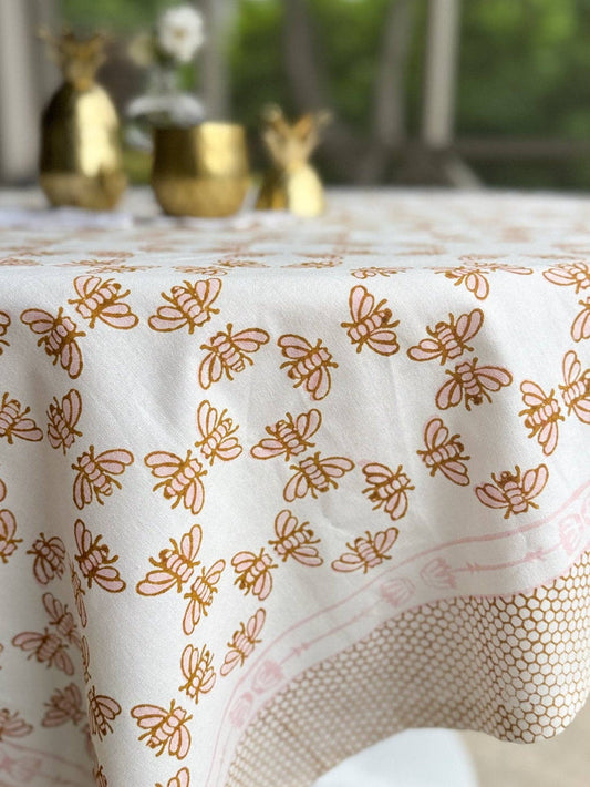 Table Throw - Honeybee - Rose & Mustard