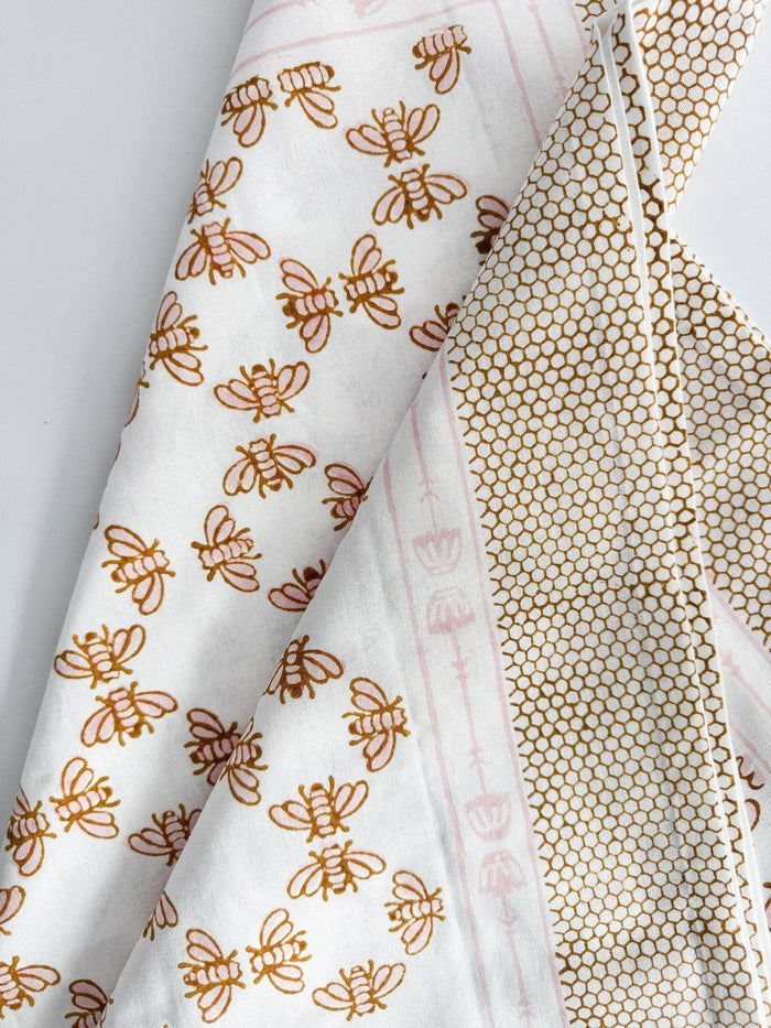 Table Throw - Honeybee - Rose & Mustard