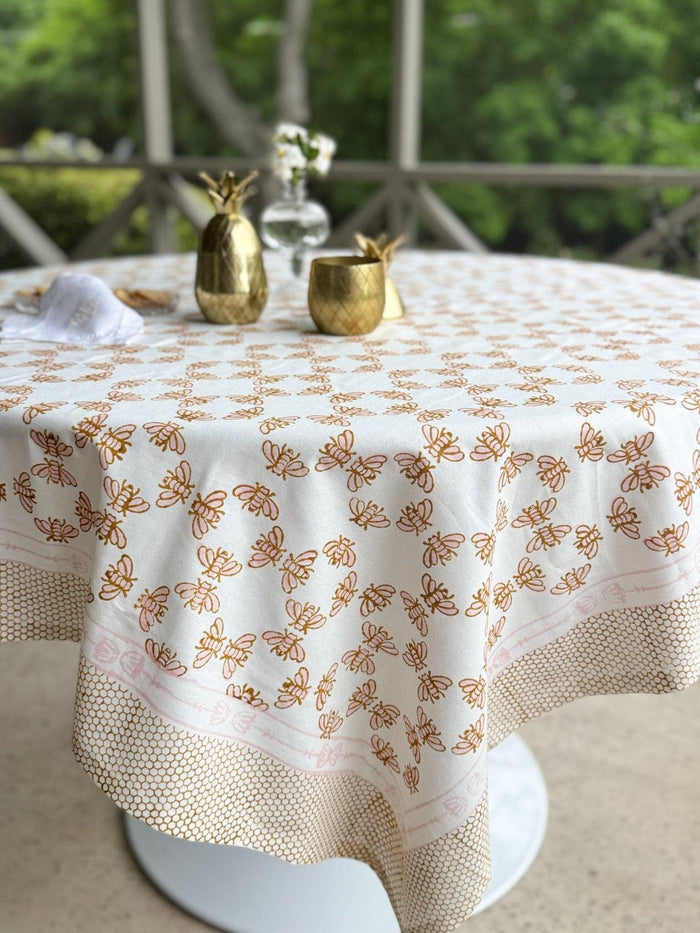 Table Throw - Honeybee - Rose & Mustard