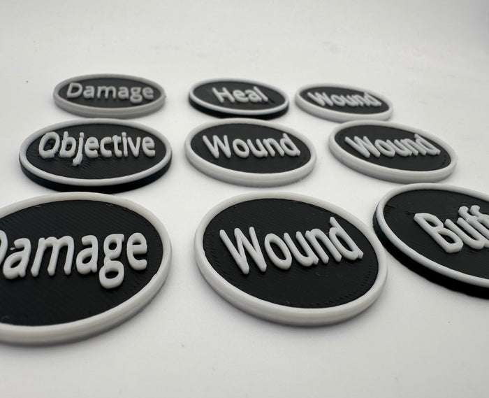 Tabletop Wargaming Status Tokens Set of 10 Damage Wound Buff Debuff Objective Markers