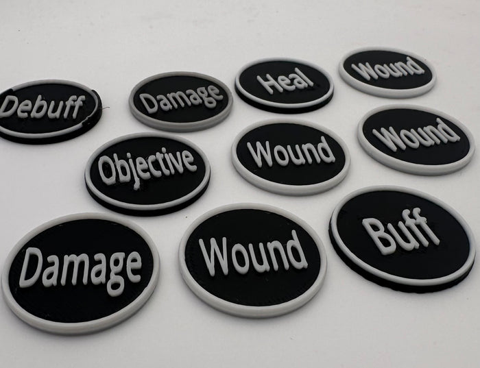 Tabletop Wargaming Status Tokens Set of 10 Damage Wound Buff Debuff Objective Markers