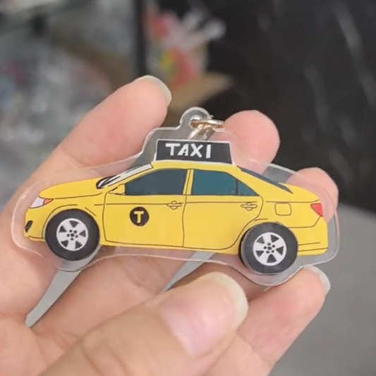 Taxi fidget spinning wheels bag charm keychain