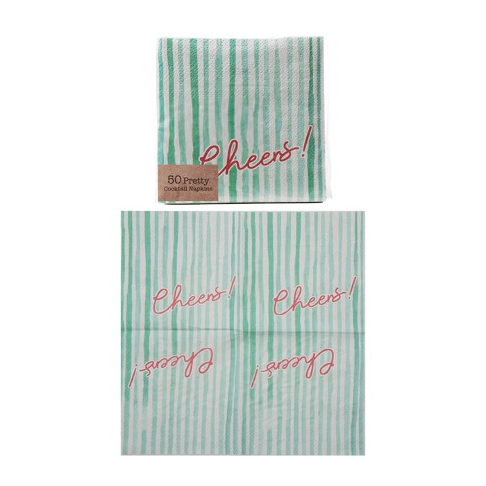 Teal and White Paper Cocktail Napkins