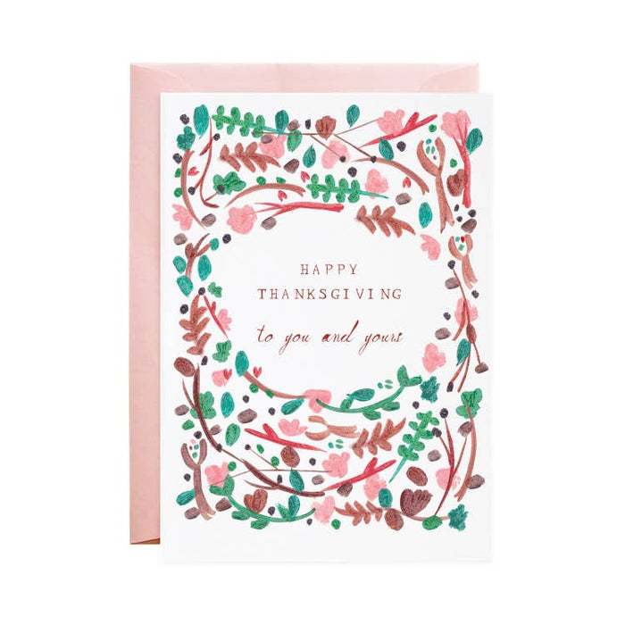 Thanksgiving Floral Wreath - Greeting Card