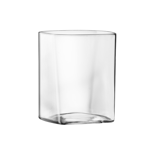 A clear Top Class Square DOF glass by Luigi Bormioli on a white background