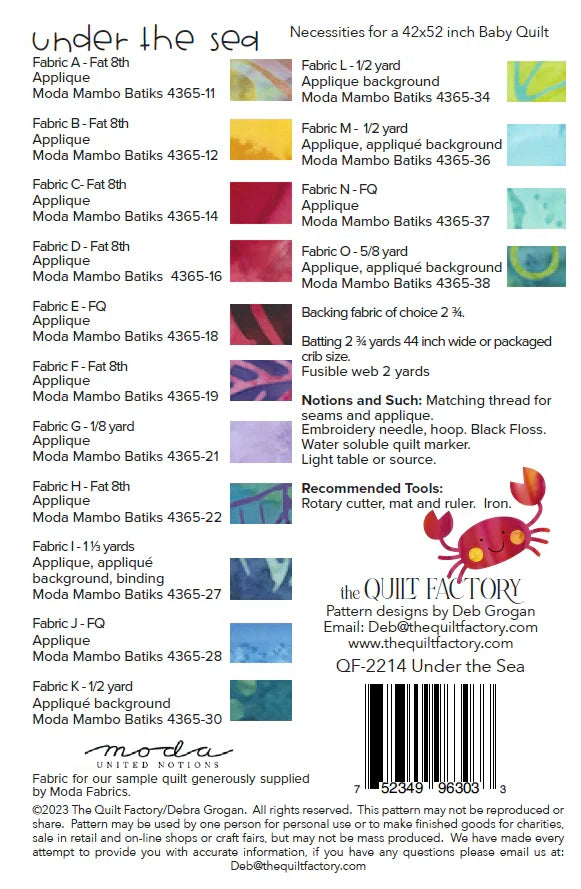Under The Sea Quilt Pattern - The Quilt Factory