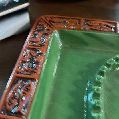 Vintage 11" Ashtray in Dark Green  - Mid Century Modern Boho MCM