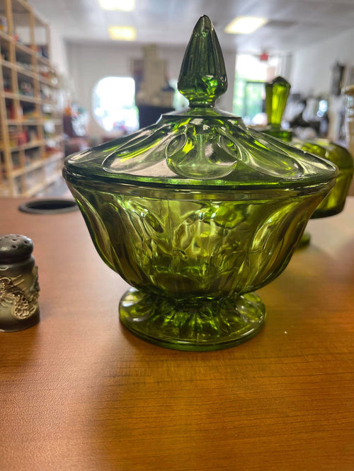 Vintage Anchor Hocking Glass Footed Covered Dish w/ Lid