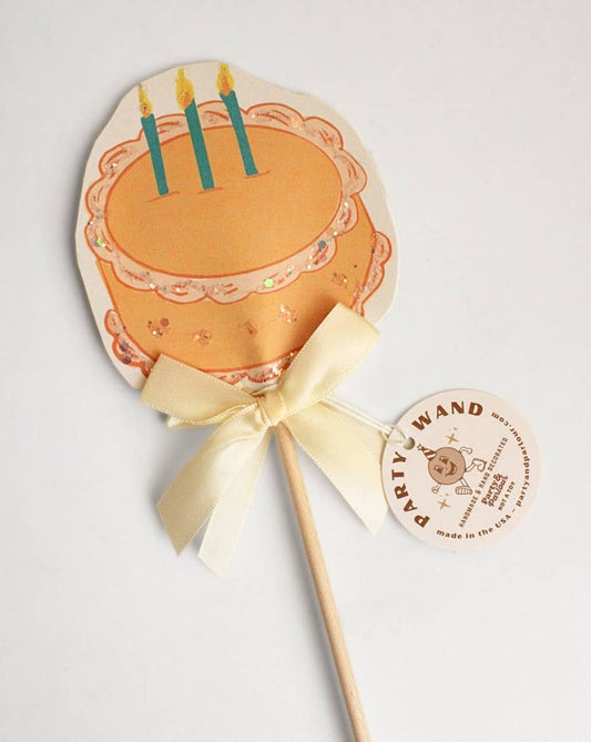 Vintage Birthday Cake Handmade Glitter Party Wand Decoration