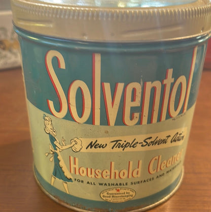 Vintage Large Solventol Household Cleaner Made in Detroit MI FULL PROP