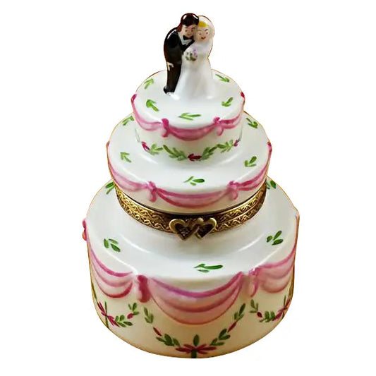 Wedding Cake W/Bride & Groom Limoges Box