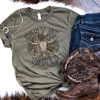 Western Can't Be Tamed Skull T-Shirt - Trendznmore