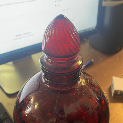 Wheaton Red Optic Honeycomb Decanter / Vase Mid Century Modern