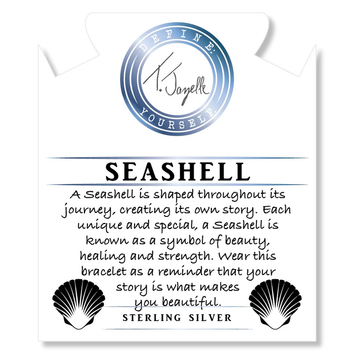 White Chalcedony Stone Bracelet with Seashell Sterling Silver Charm
