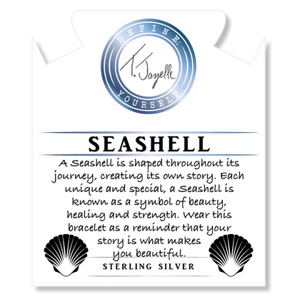 White Chalcedony Stone Bracelet with Seashell Sterling Silver Charm