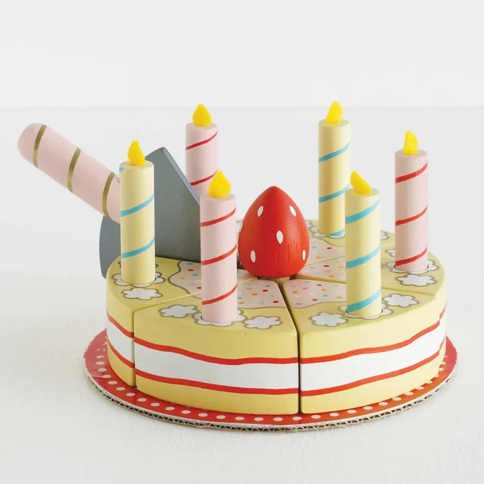 Wooden Sliceable Birthday Cake & Candles